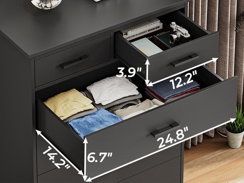 Sikaic 6 Drawers Dresser Wood Storage Clothes Organizer Bedroom Furniture Modern Cupboard Nightstand Cabinet Wardrobe Organization