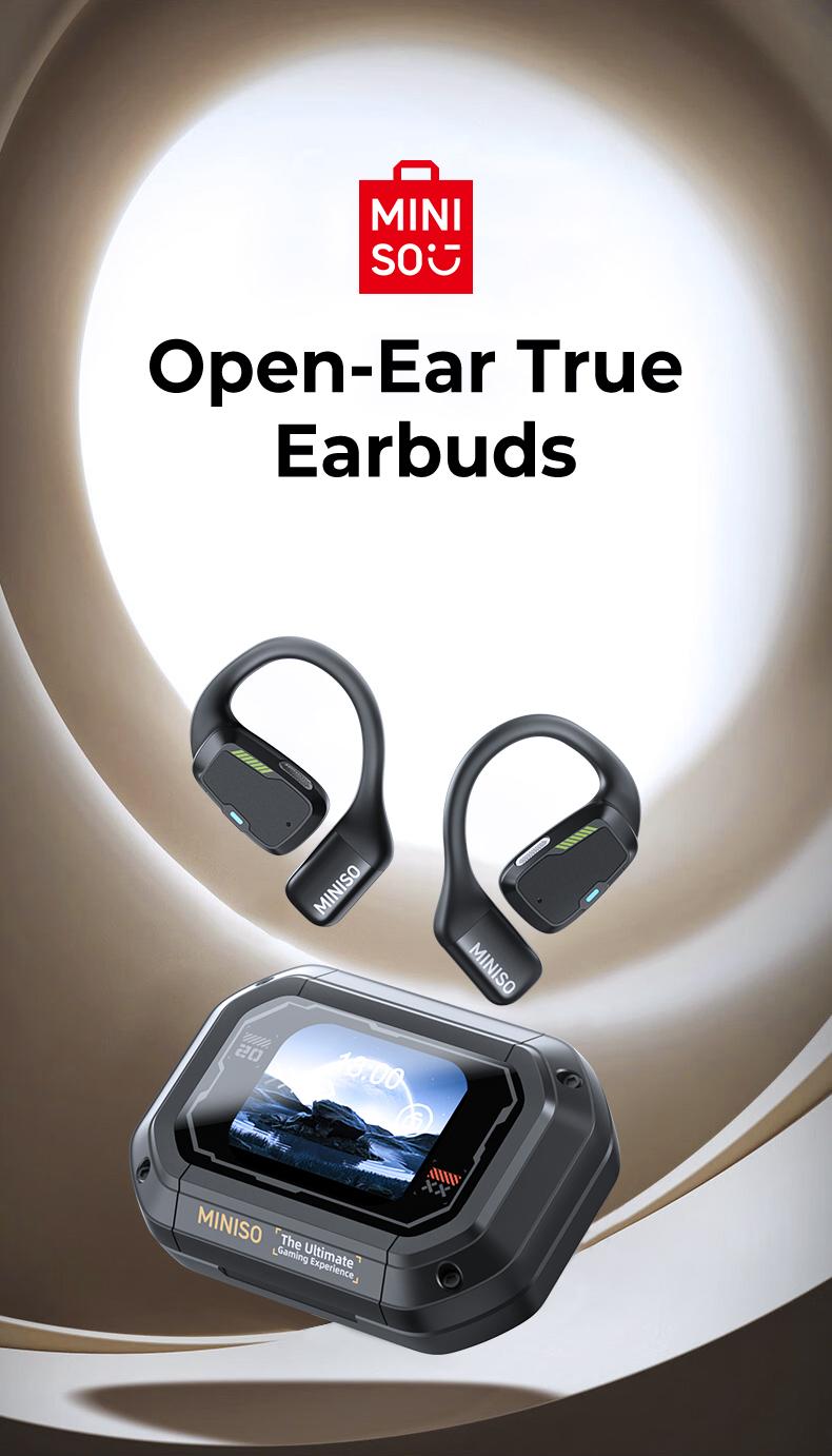 MINISO Wireless Earbuds Open OWS Bluetooth 5.4 Earphones Touchscreen Sports Sport Over-Ear Buds Earphones Running,Driving,Working Waterproof Headsets Long Battery Life with Earhooks Built-in Microphones