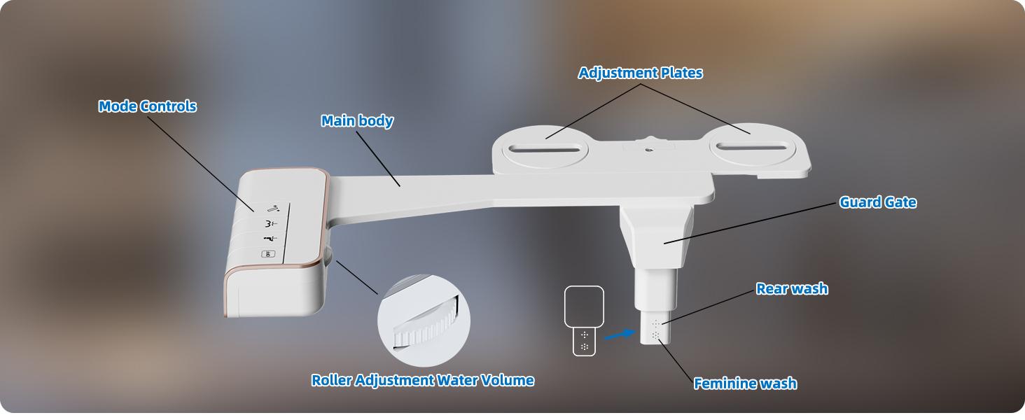 Hibbent Bidet Attachment for Toilet, Non-Electric Dual Nozzle for Frontal & Rear Wash, Adjustable Water Pressure Control, Fresh Water Bidet Toilet Seat, Self Cleaning Water Sprayer, Rose Gold