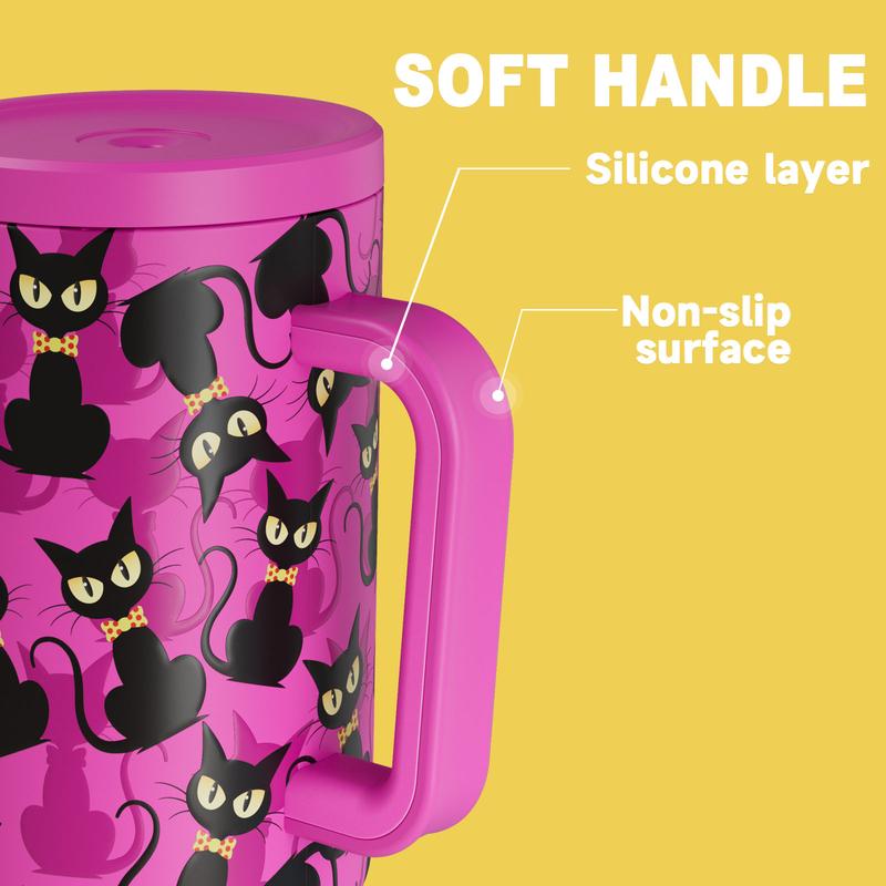 Meoky 40oz Tumbler,Stainless Steel Thermos Cup,Hot Water Mug,Keeps Drinks Hot&Cold,Food Safe,Non-Slip Base,Easy-Clean,Fits Car Cup Holders,Festive Gift