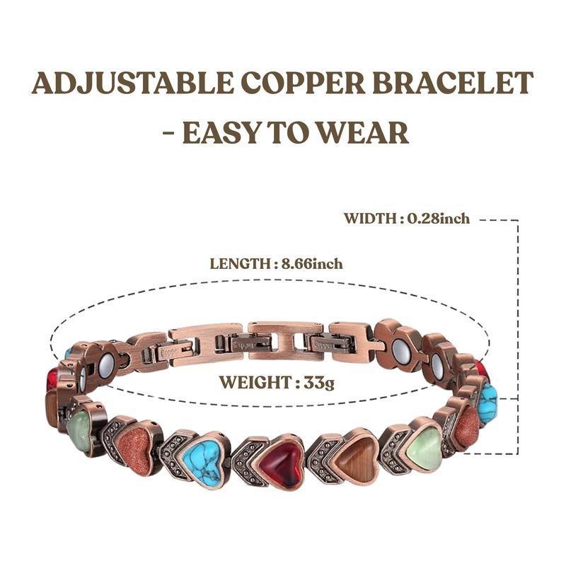 Copper Bracelet for Women for Arthritis and Joint,Pure Copper Magnetic Therapy Bracelets ,Natural Unique Gemstone,Gifts for Women