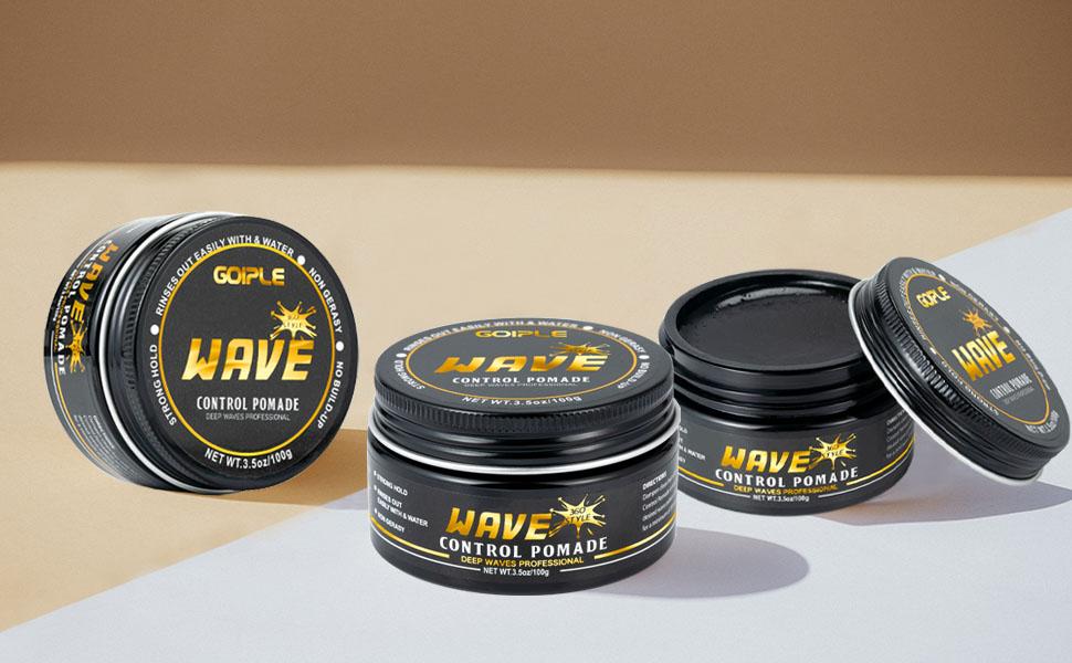 Men's 360 Wave Kit - Strong Hold Pomade, Curved Brush, Du-rag Cap Set for Silky Haircare, Anti-Frizz, Fathersgift