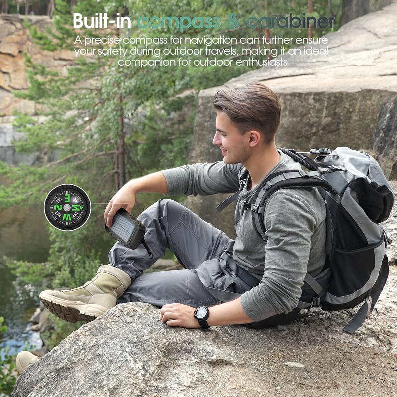 citicr 40000mAh solar hand-held power bank, with 4 built-in cables for output and input, super bright flashlight, level gauge, compass, 6 output PD20W fast charging, hand-cranked point charger, suitable for outdoor camping, fishing, mountain climbing, etc citicr 40000mAh solar hand-held power bank, with 4 built-in cables for output and input, super bright flashlight, level gauge, compass, 6 output PD20W fast charging, hand-cranked point charger, suitable for outdoor camping, fishing, mountain climbing, etc