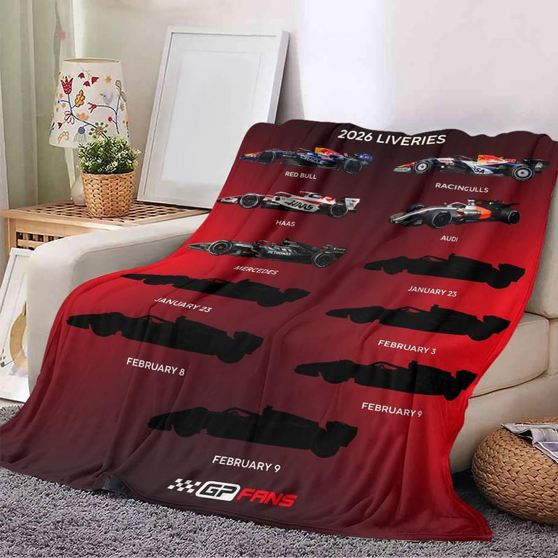 2026 Season F1 Paint Reveal Flannel Blanket, Racing Silhouette Design, Ultra-Soft Plush Throw for F1 Fans & Game Room Decor, Perfect Gift