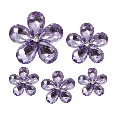 Five crystal five-petal flowers, cute decorations Sparkling