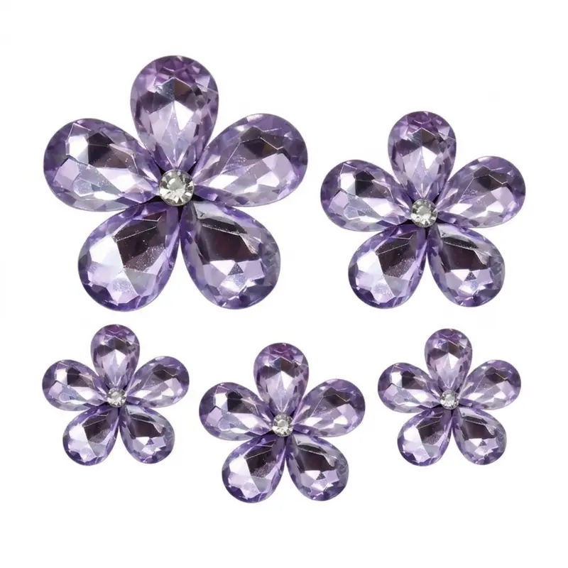 Five crystal five-petal flowers, cute decorations Sparkling