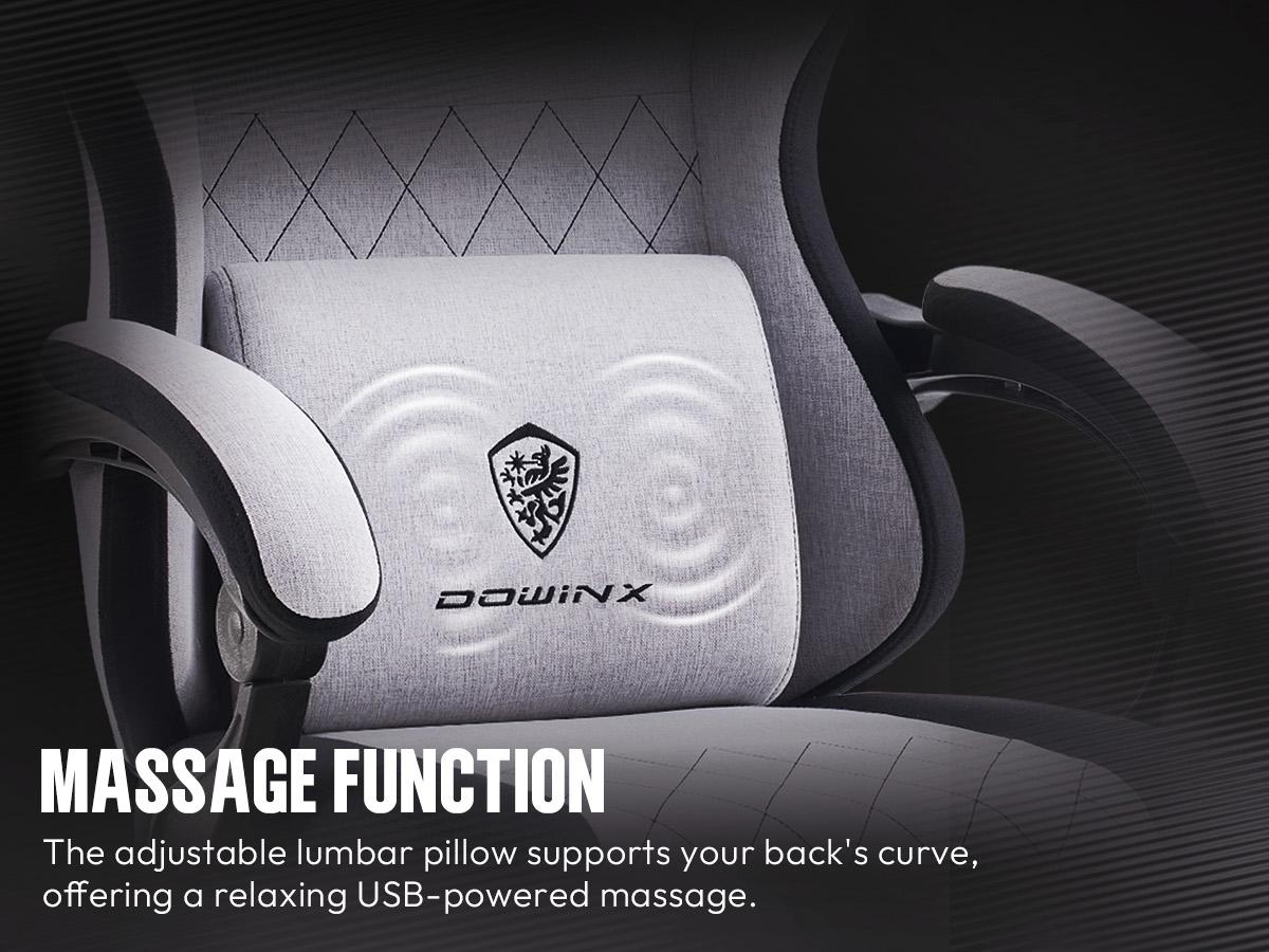 Dowinx Lumbar Massage Support office game Chair, foot pedal ergonomic chain, spring cushion fabric 300 LBS
