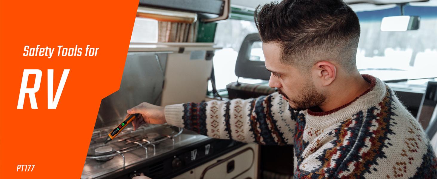 TopTes PT177 Gas Leak Detector, Natural Gas Detector with Audible & Visual Alarm, Portable Gas Sniffer to Locate Combustible Gas Leak Sources Like Methane, Propane for Home (Includes Battery x2)-Orange Safety