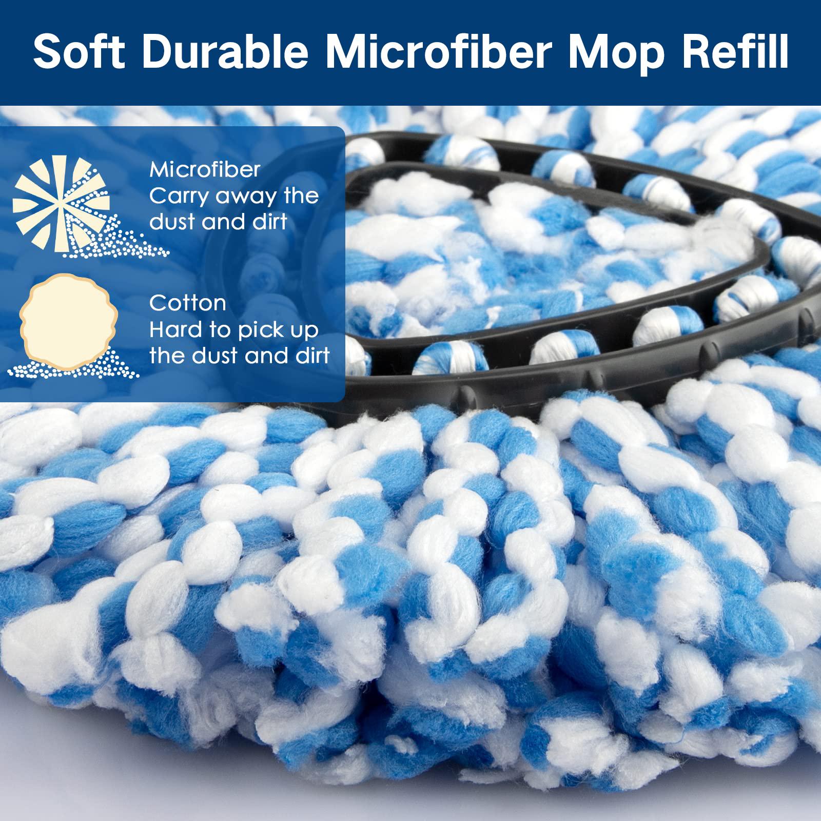 Mop Replace Heads Compatible for O-Cedar/Vileda, Spin Mop Refill Head Replacement for RinseClean 2-Tank System - Fluffy Microfiber, Machine Washable and Easy to Replace, Replacement Mop Pads