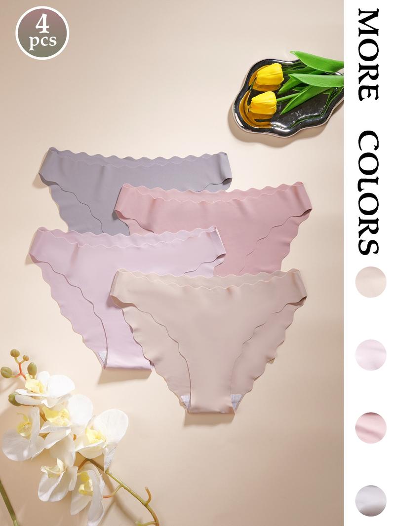 Women's Triangle Panties Set, Pure Color Halloween Pattern Design, Fitted Comfortable Seamless Underwear for All Seasons, Fashion Comfy Underwear
