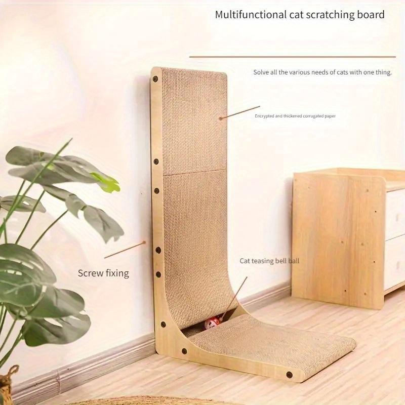 Extra Large L Cat Scratching Post and Toy, Scratch Column, Space-Saving Design for Indoor Cats, Durable Corrugated Material