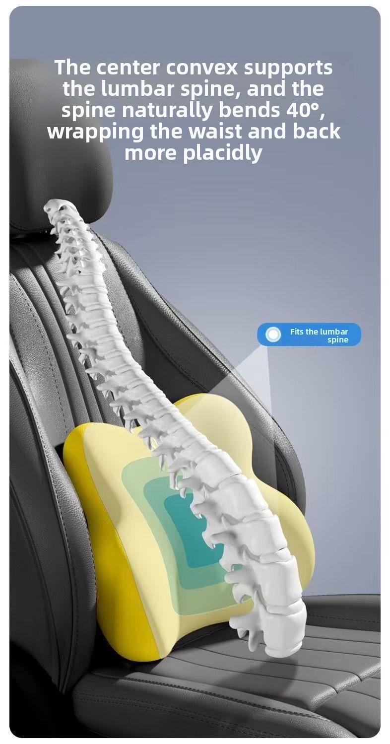 Car Neck Pillow Lumbar Support Set Memory Foam Backrest Cushion High Density Comfortable Headrest for Vehicle Office Home Use