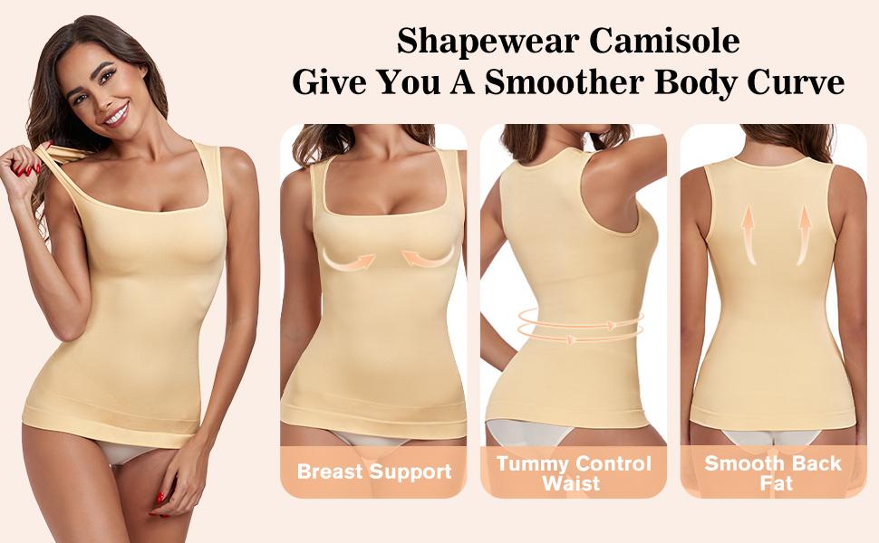 Tummy Control Shapewear Compression Tank Tops for Women  Square Neck Body Shaper Camisole Clothing Comfortable Fashion Nylon