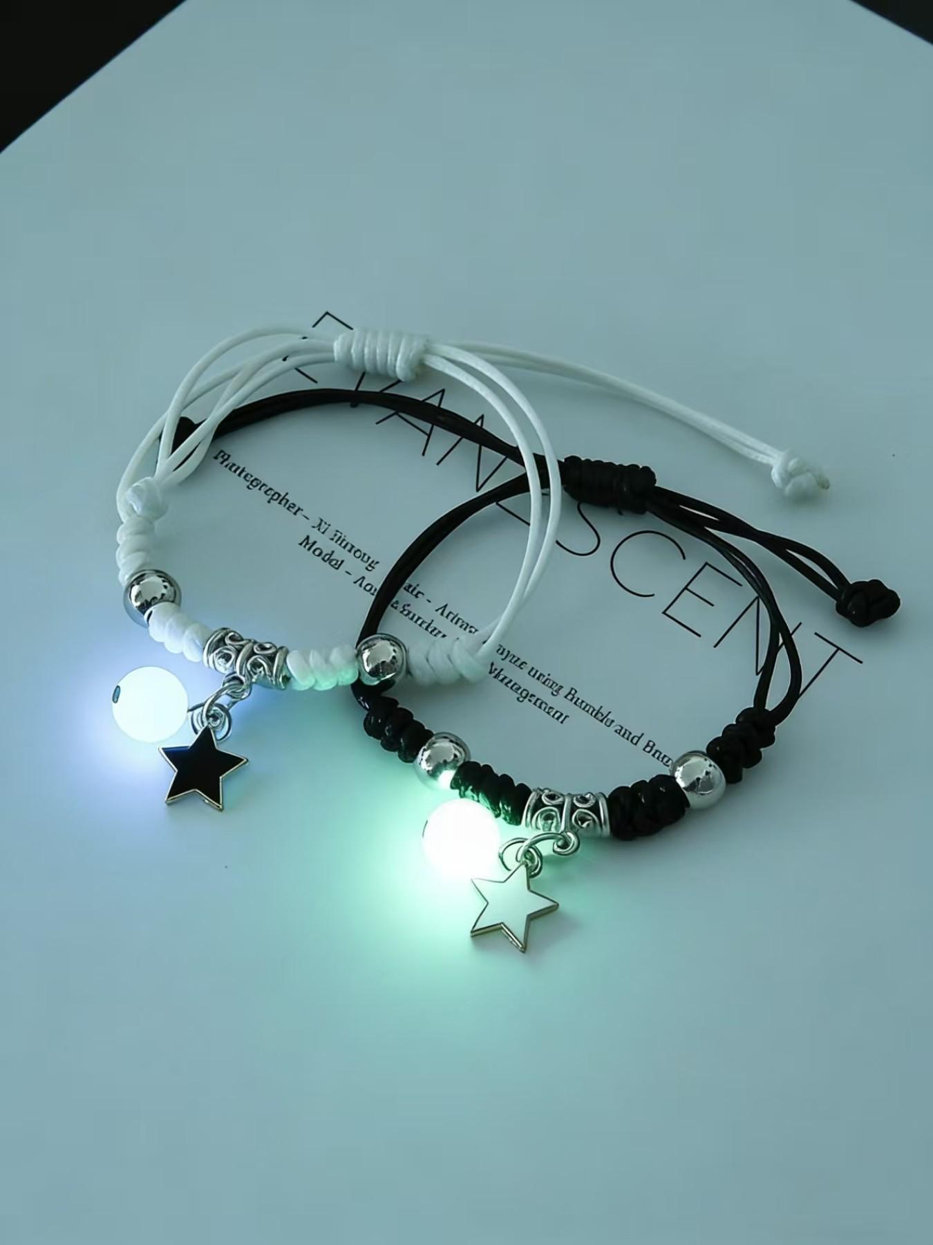 Glow-In-The-Dark Bracelet for Women, Student Friendship Band, Luminous Wristband for Couples, Unisex Night Light Accessory