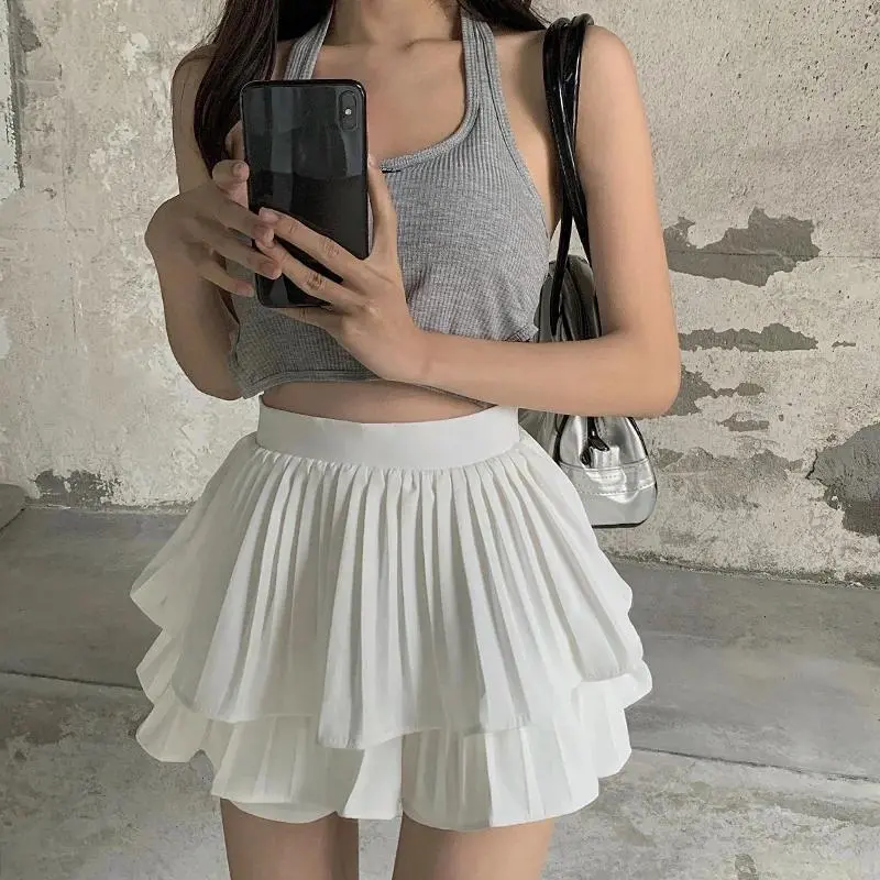Tiered Ruffled Mini Skirt High Waist Layered Flowy Chiffon Short Skirt Summer Spring Women Soft-Girl Fairycore Outfit