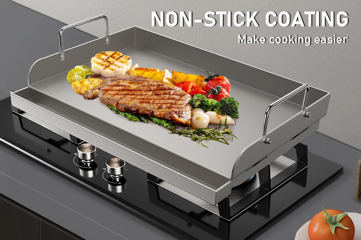 25" x 16" Griddle for Gas Grill, Metal Flat Top Griddle Insert for Outdoor Gas Grill, Cooking Skillet Plate Pan Teppanyaki for Charcoal/Electric Grills Fits Camping Outdoor Tailgating Parties Grilling