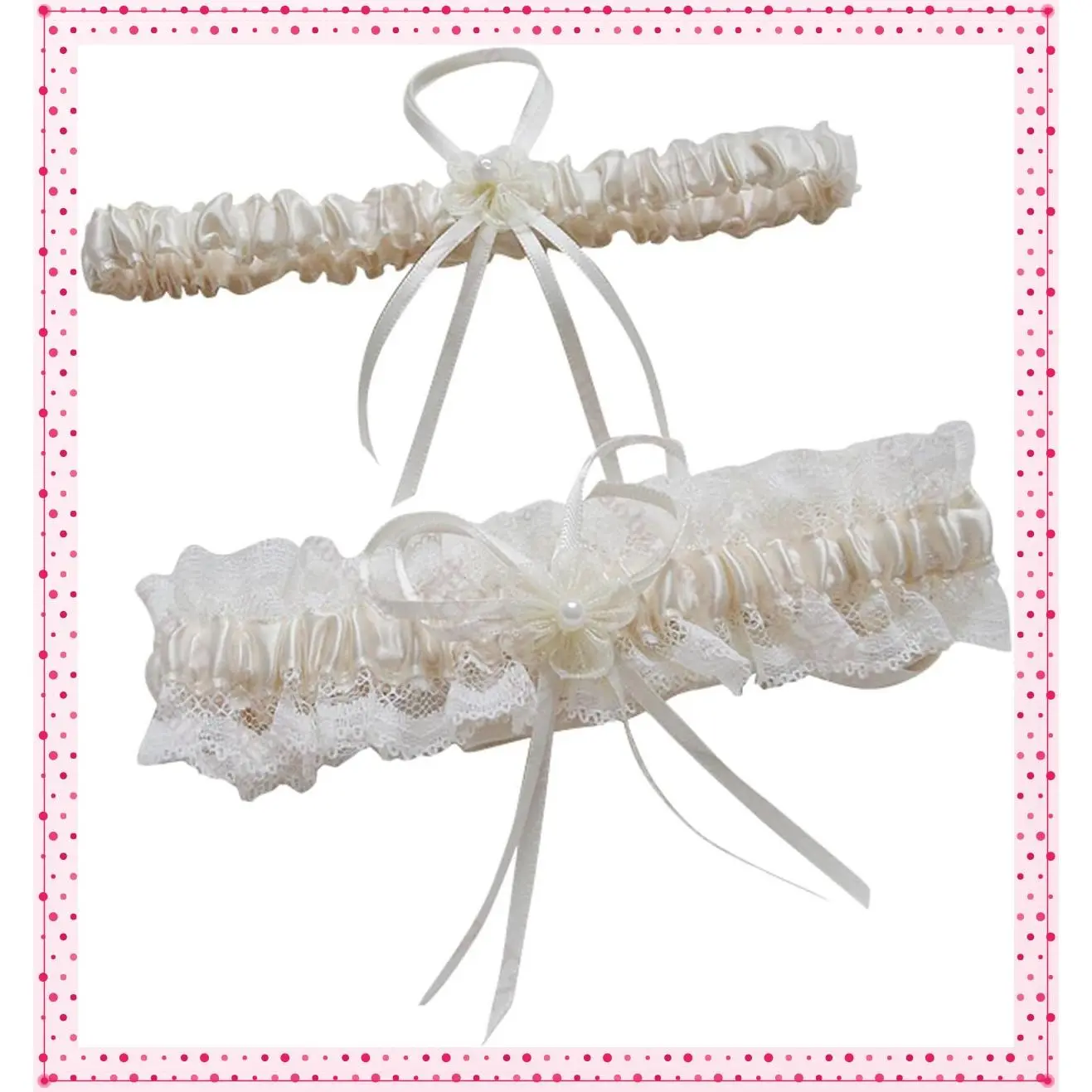 Lace Wedding Garters for Bride Pearl Stretch Prom Garter, Women Wedding Bridal Legs Garter SetGift