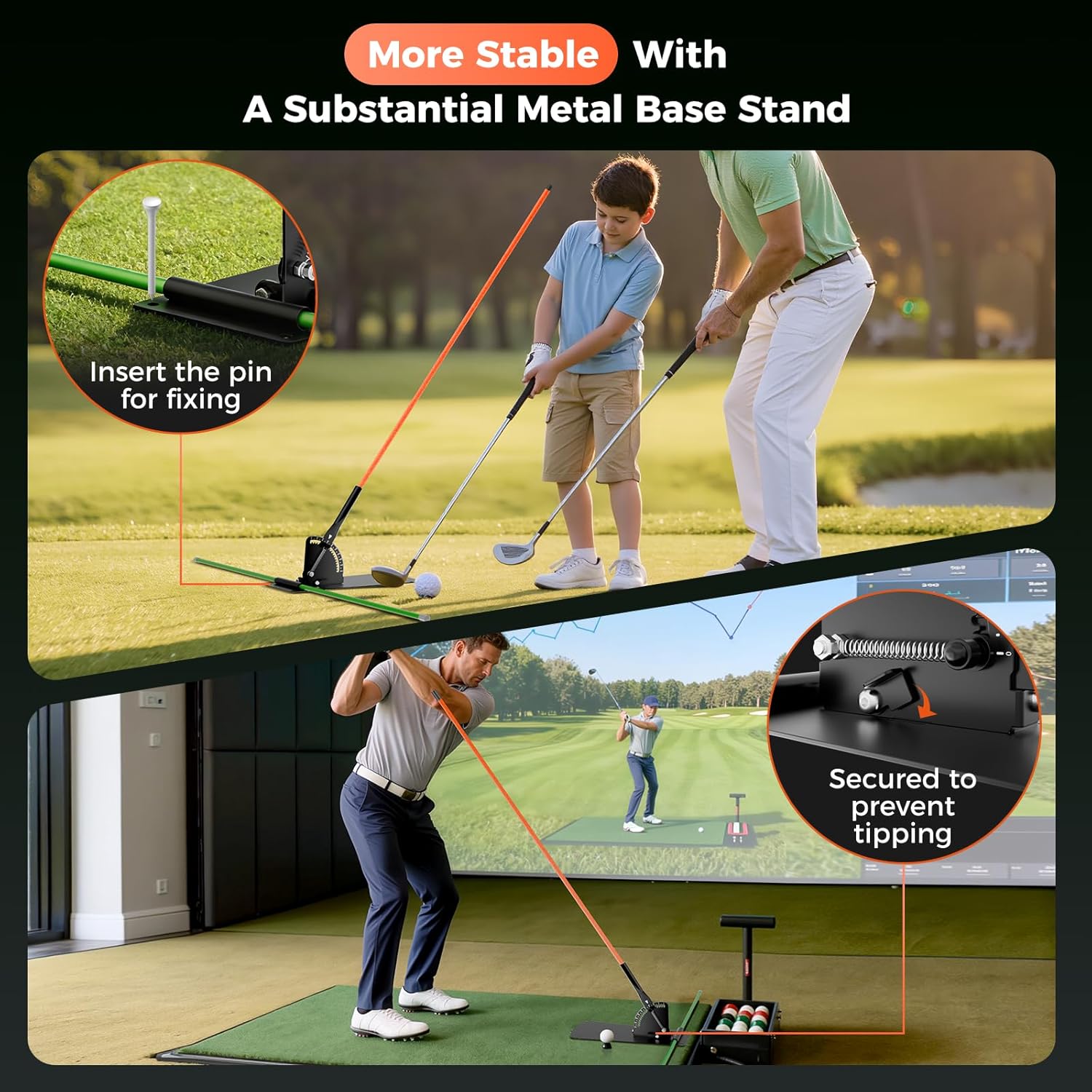 Golf Alignment Sticks Holder, Golf  Aid with Alignment Sticks & Protective , Swing Trainer Practice Teaching Aid Driving Range for Aiming, Putting, Swing