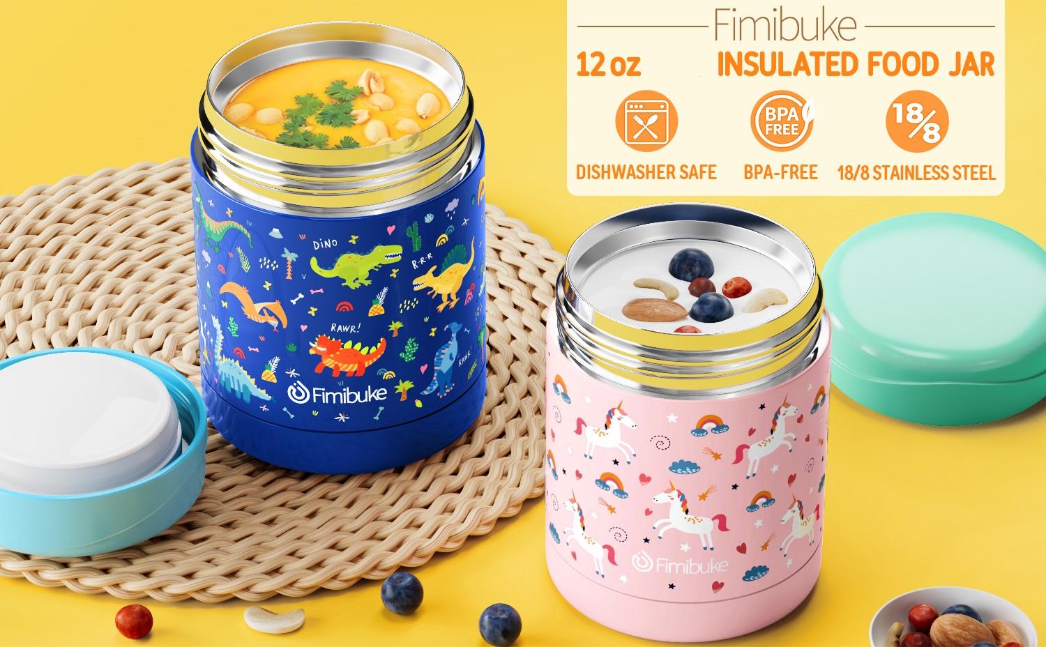 Fimibuke Bento Snack Lunch Box with 4 Compartments, Insulated Lunch Bag, Stainless Steel Vacuum Thermos Food Jar, Ice Pack, and Utensils Set – Ideal Back-to-School or Birthday Gift dealsforyoudays