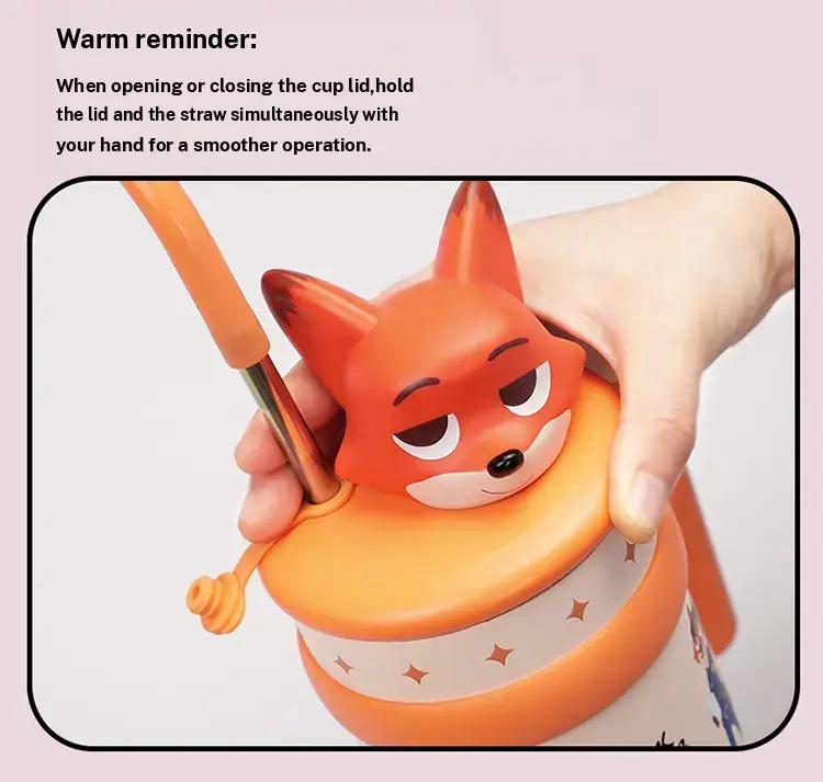 Disney Series Large Capacity lce King Cup Zootopia Strawberry Bear Stitch Design Insulated Tumbler Straw Cup Bottle with Handle Portable Holiday Halloween Christmas Ideal Gift for Kids Students Office Coffee Drinks Storage Valentine Gift for Girlfriends