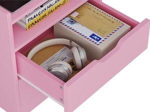 Sikaic LED Tall Nightstand with Bookshelf Charging Station Pink Modern Bedside Table with 2 Storage Drawers and Open Storage Space night light gift for teen girl