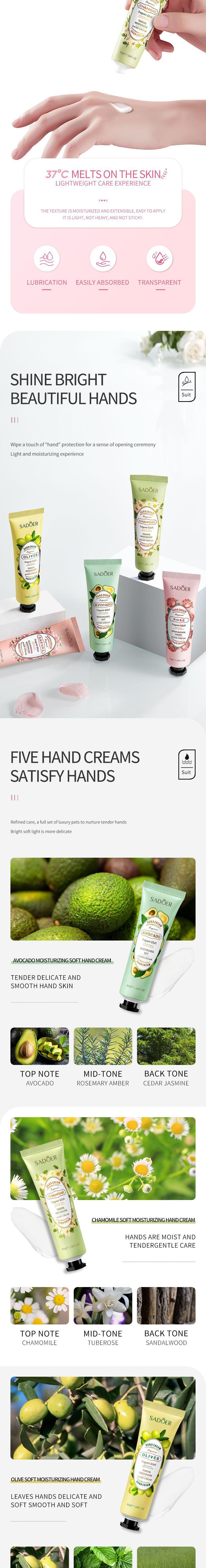 SADOER Anti-Crack Mini Hand Cream Hand Skin Care for Dry Cracked Hands Set, 5 Pieces Included