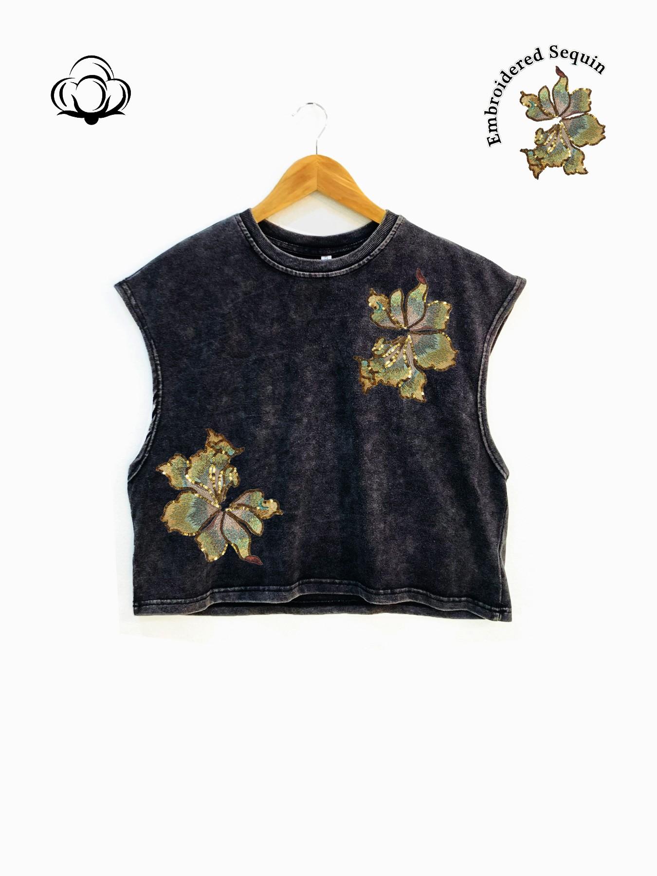 Oversized Sleeveless Vest, High-Quality Cotton Material, Floral Pattern, Loose Fit, Summer Street Style, All-Season Wear, Tops