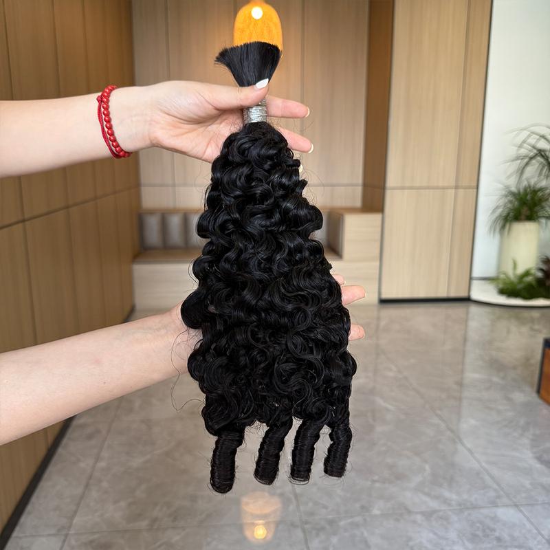 VIPbeauty Boho Human Braiding Hair Burmese Curly Bulk for Daughter/Friend For Bohemian Knotless Braids Spriral Curly End No Weft 1/3 Bundles 100g/1 Bundles  1B Natural Black Salon-Quality