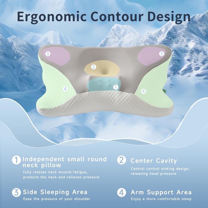Z-HOM Cervical Pillow for Neck and Shoulder,Contour Memory Foam Pillow,Ergonomic Neck Support Pillow for Side Back Stomach Sleepers with Pillowcase
