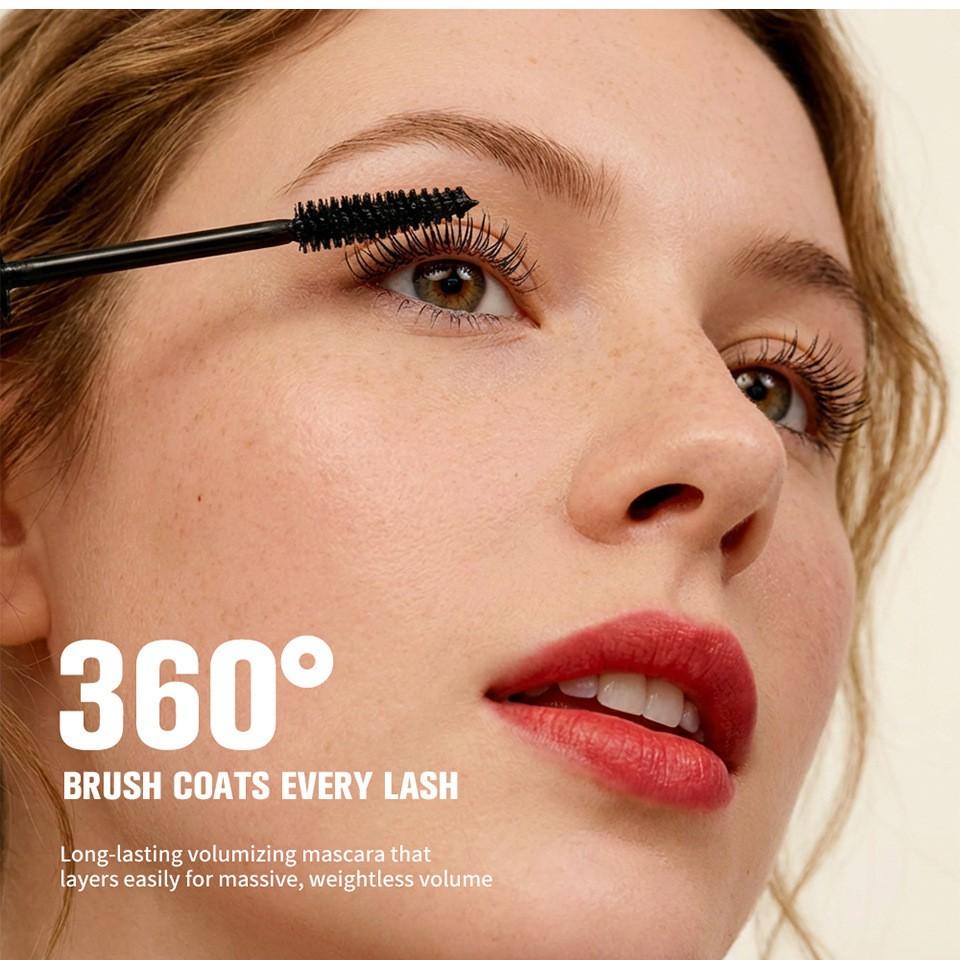Long Lasting 2counts Volumizing Mascara, Waterproof Smudge-Proof, Lightweight, Spiral Brush, Ideal for Sparse/short Lashes, Women's Makeup