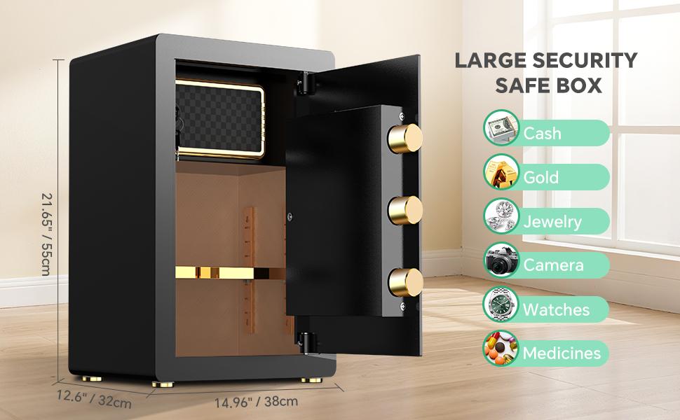 ACTIGER 5.2 Extra Large Thick Steel Safe Box with Digital Keypad, Electronic Lock, High Security Anti-Theft Protection, Smart Alarm System, Heavy Duty Steel, Inner Locking Cabinet for Home, Office, Valuables, and Documents