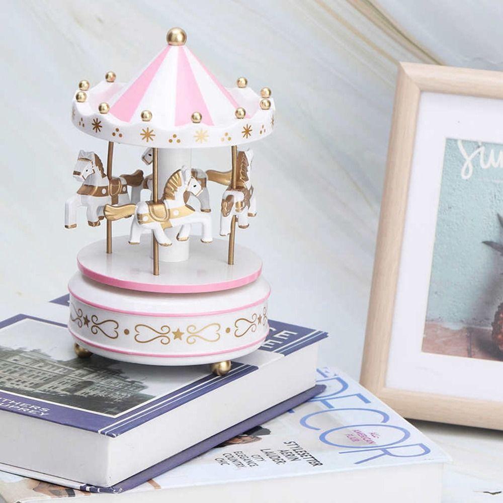 Merry-go-round Music Boxes Plastic Carousel Horse Musical Box Horse Roundabout Musical Box Baby Room Decor Girls Birthday Gifts