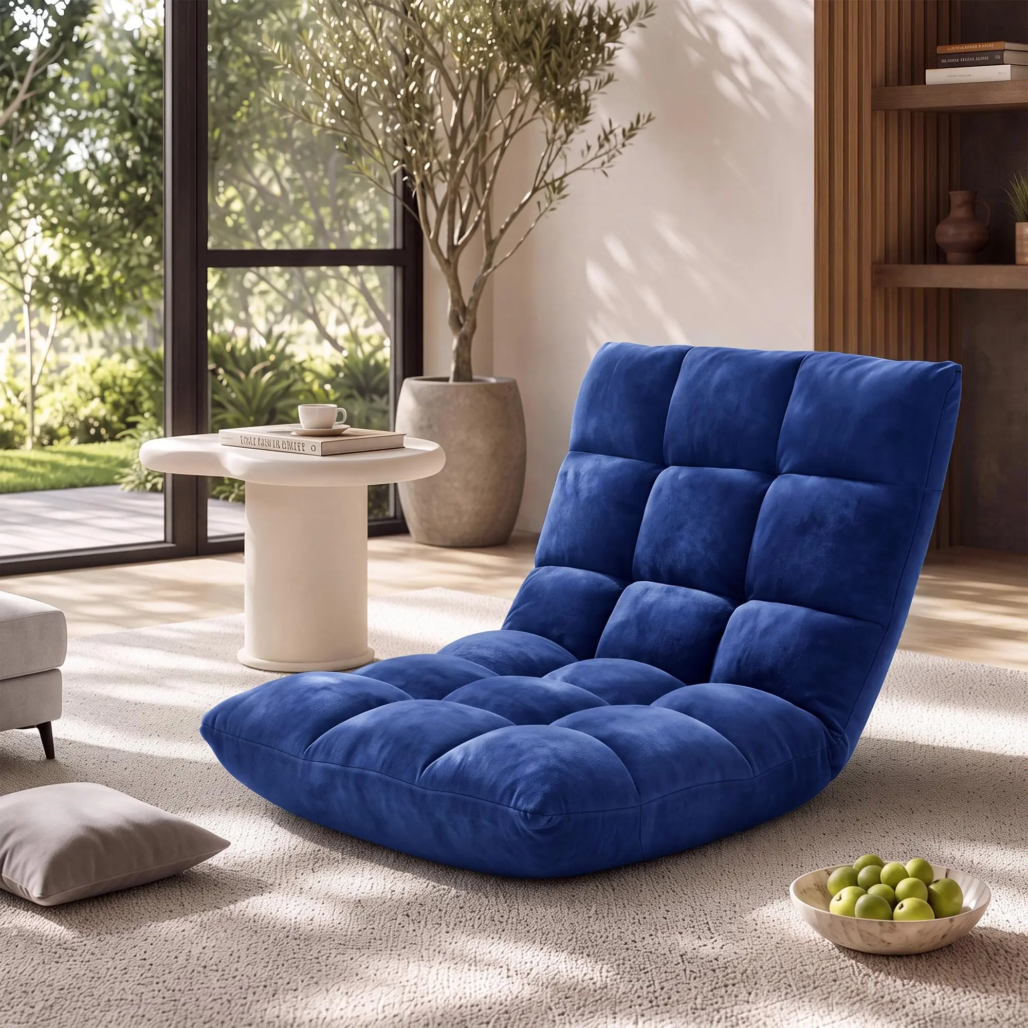 Folding Floor Chair with Back Support, 14-Angle Adjustable Floor Lounger – Floor Sofa Chair for Reading, Gaming & Napping, Space-Saving Floor Seat for Dorms, Apartments
