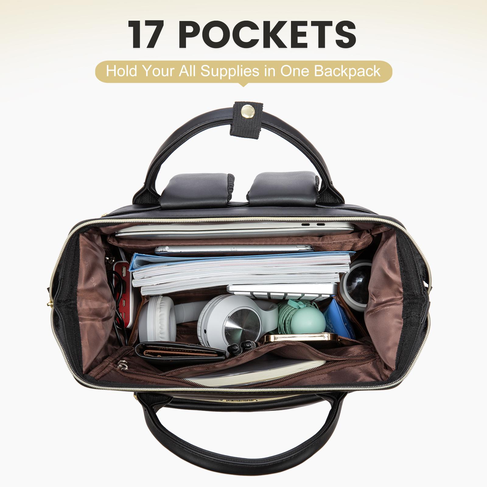 LOVEVOOK Vegan Leather Laptop Backpack with USB Port for Women - College,  Business, Work, Teacher, Travel, School Backpack,TikTokShopSpringStatements