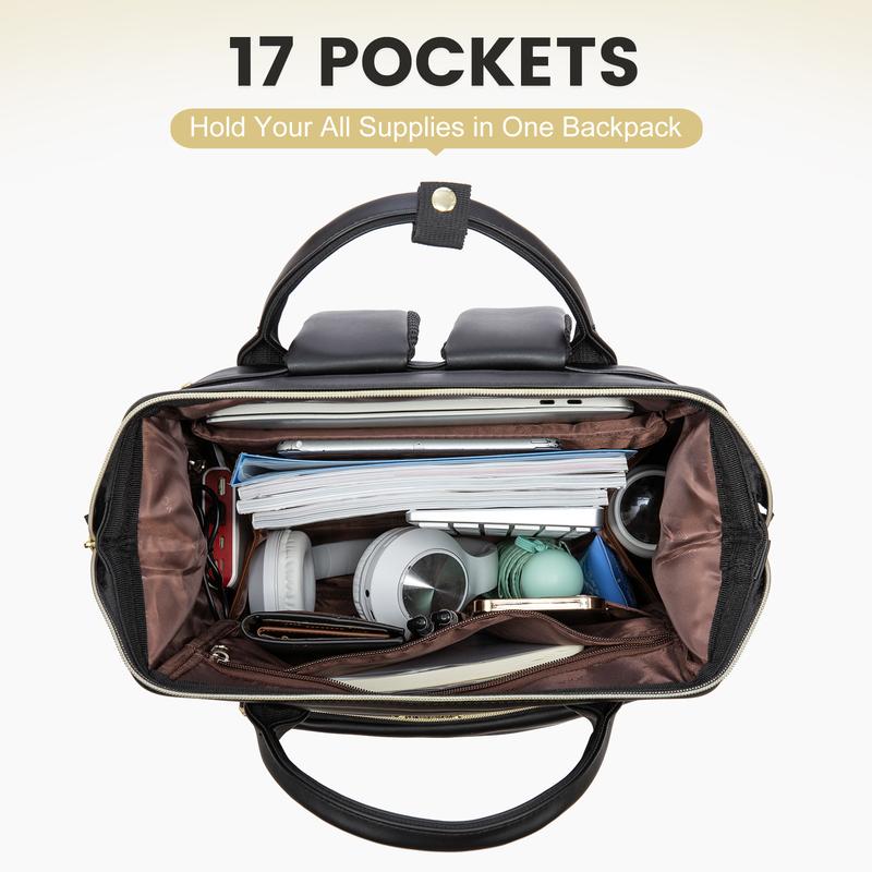 【Valentine's Day Gift】LOVEVOOK Vegan Leather Laptop Backpack with USB Port for Women - College,  Business, Work, Teacher, Travel, School Backpack,TikTokShopJumpstartSale