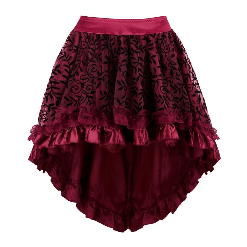 Renaissance Skirt High Low Outfits Steampunk Skirts Costume for Women Pirate Dressing Saloon Girl Costumes 7056-T1