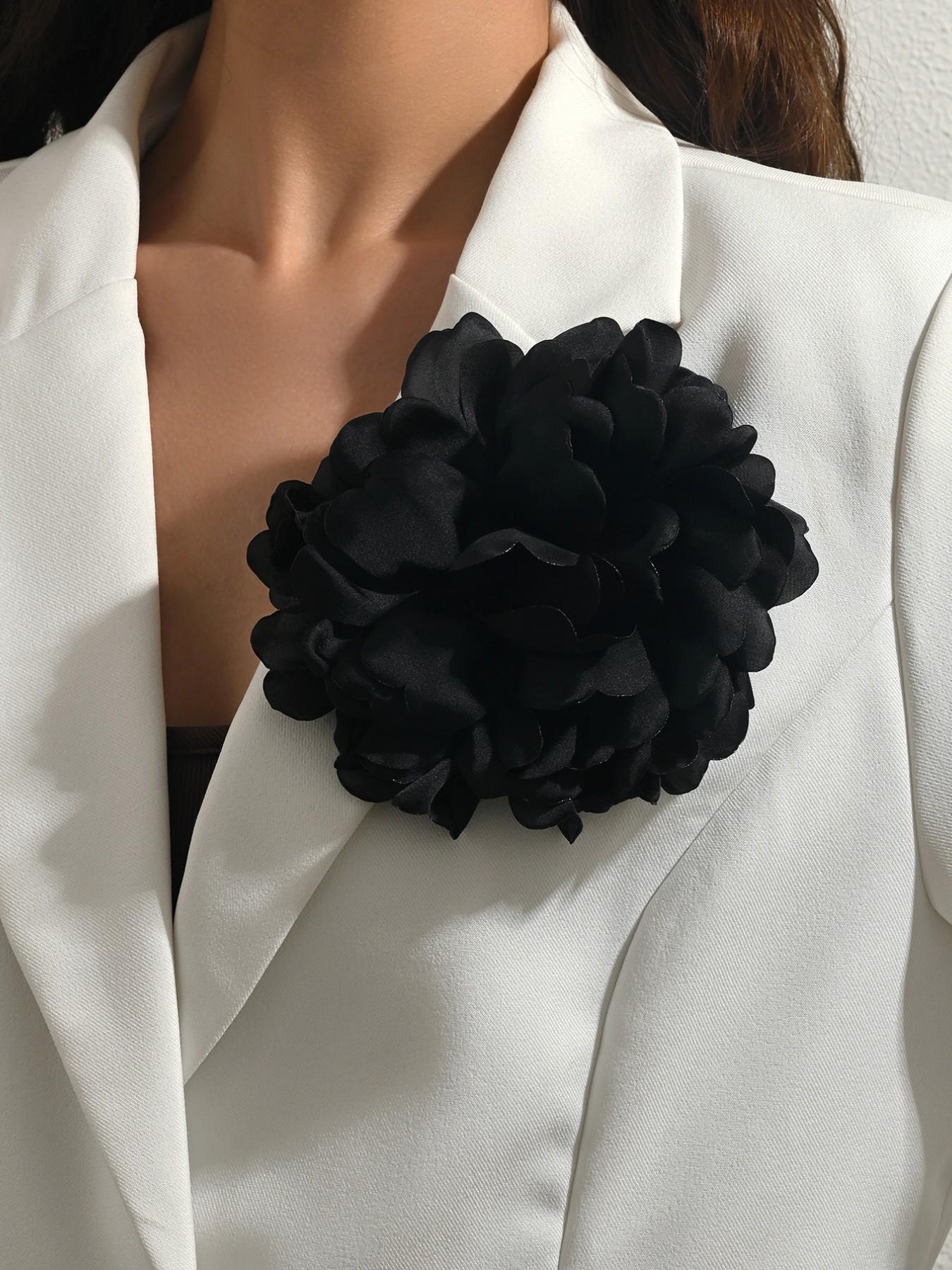 A handcrafted, multi-layered, and multicolored fabric floral brooch featuring a unique, elegant banquet-style design. This versatile corsage—equipped with a convenient duckbill clip—can be worn in various ways and is suitable for any occasion