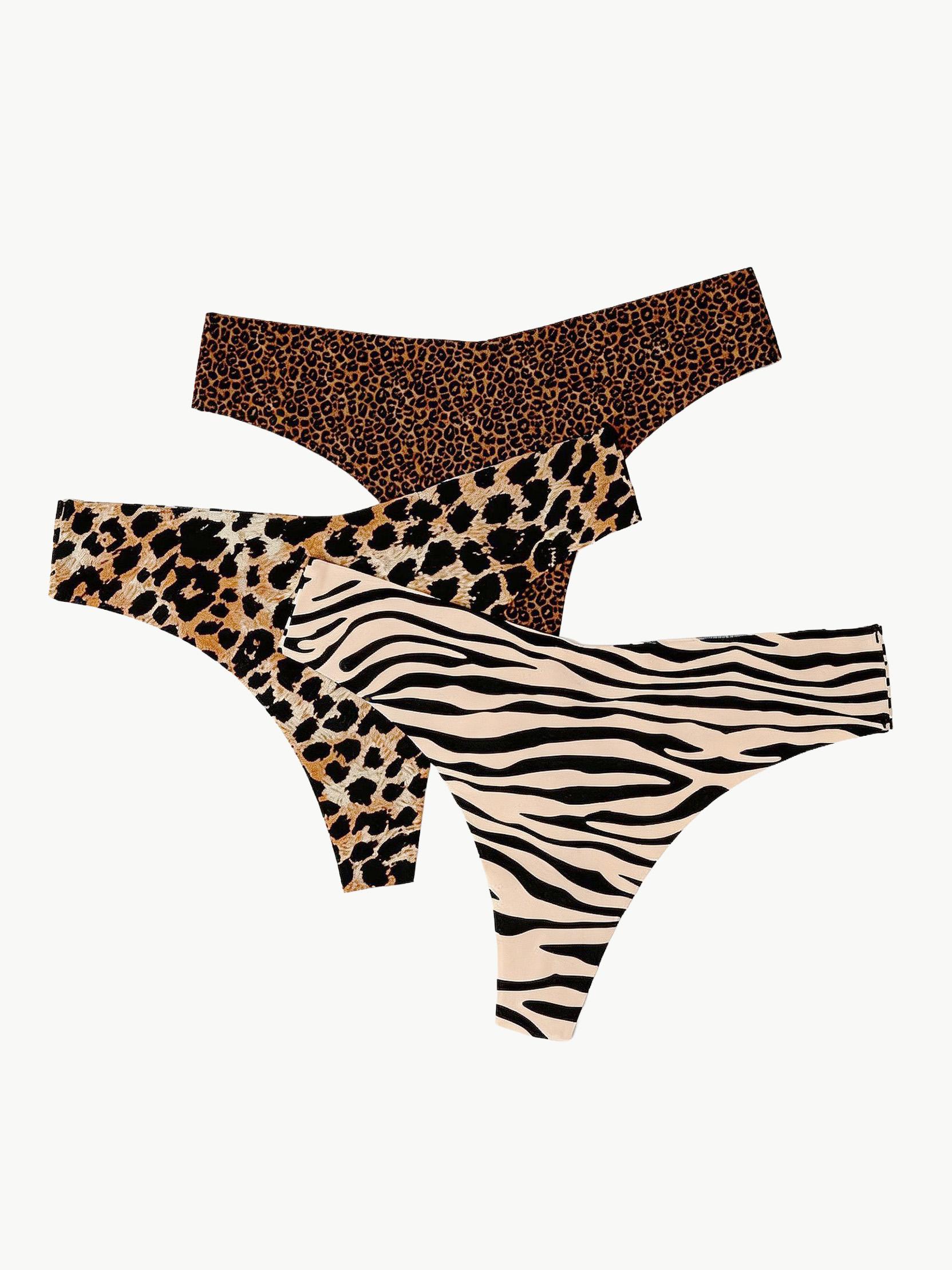 Sexy Leopard Thongs For Women Seamless Printed Ice Silk G-String Breathable Sports Underwear