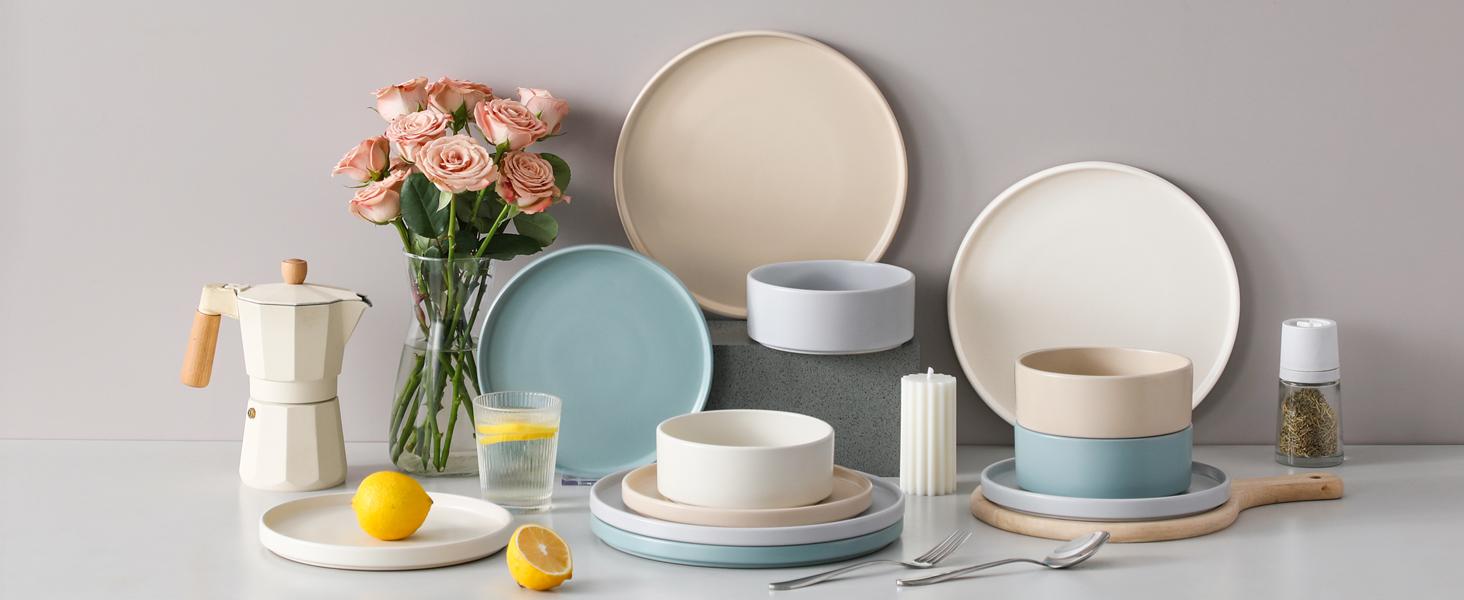 Vancasso Venus 12-Pc Home Cutlery Minimalist Modern Design Tableware with Vertical Edges Dish and Matte Finish Kitchenware Containers Dinnerware Service Set Vancasso Venus 12-Pc Home Cutlery Minimalist Modern Design Tableware with Vertical Edges Dish and Matte Finish Kitchenware Containers Dinnerware Service Set