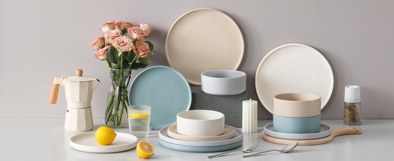 Vancasso Venus 12-Pc Home Cutlery Minimalist Modern Design Tableware with Vertical Edges Dish and Matte Finish Kitchenware Containers Dinnerware Service Set