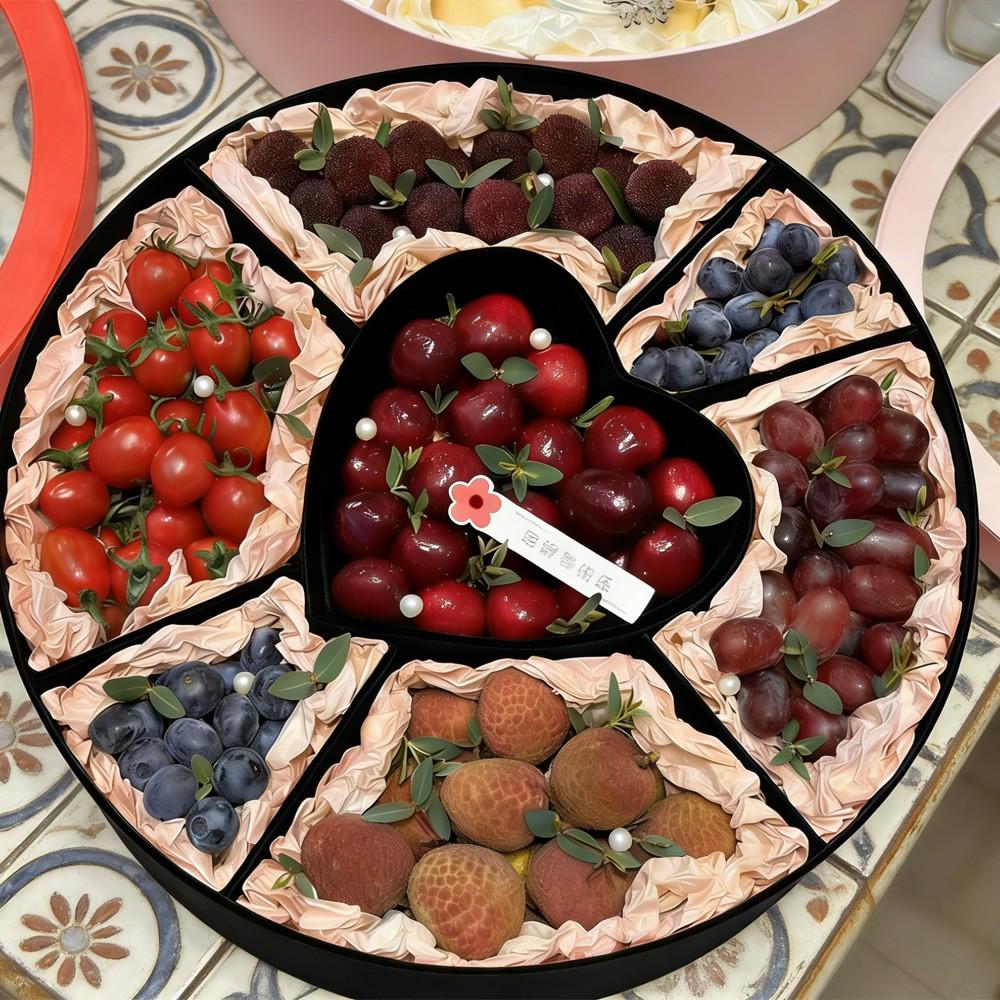 1count Round Fruit Box, Valentine's Day Gift Box for Girlfriend, Sweet Candy Chocolate Holiday Gift Box, Perfect Present for Special Occasions