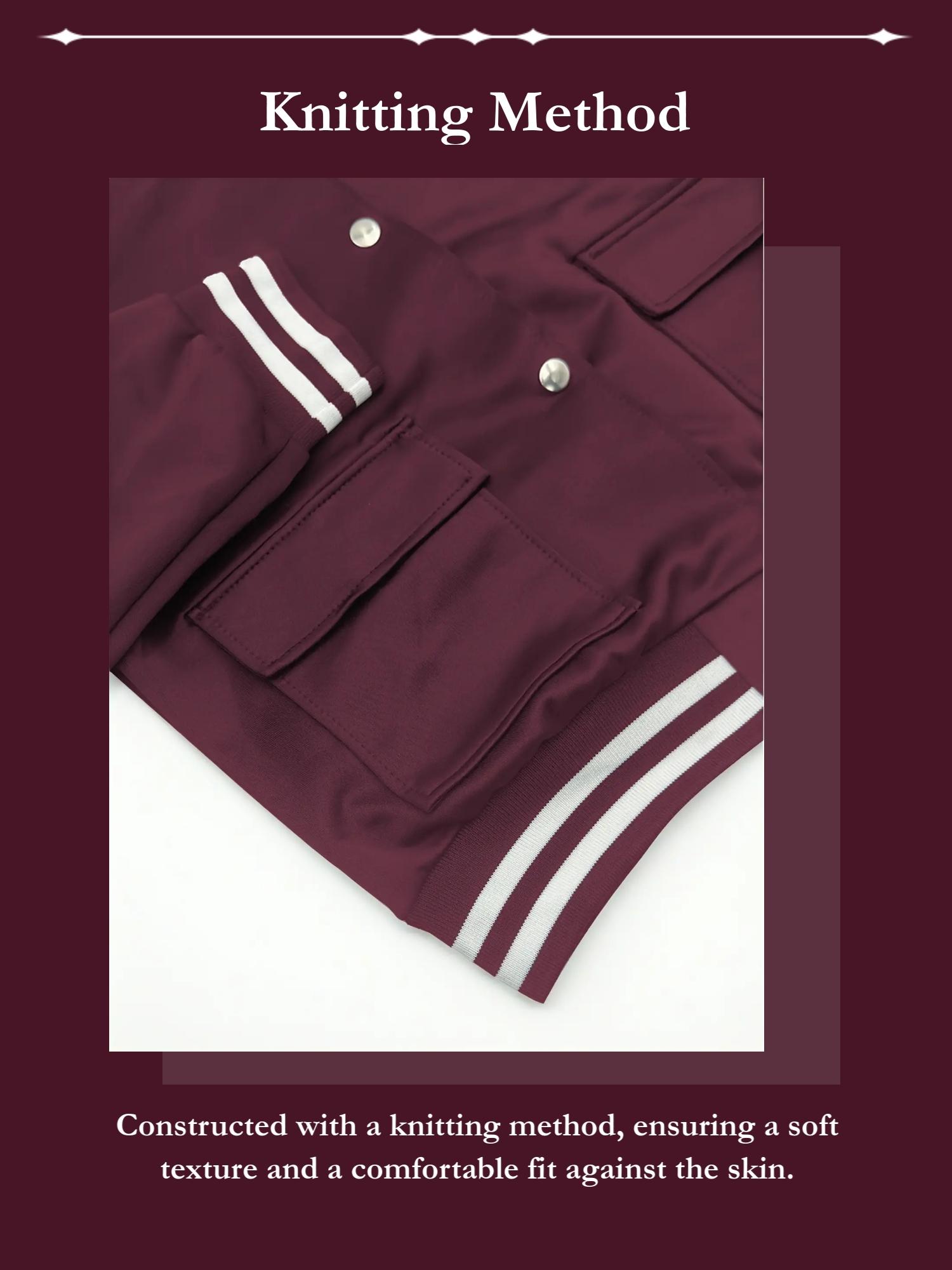 Women's Solid Color 2-Piece Athletic, Baseball Jacket & Pocket Pants, for Outdoor Camping Sportswear, Athleisure Wear Set