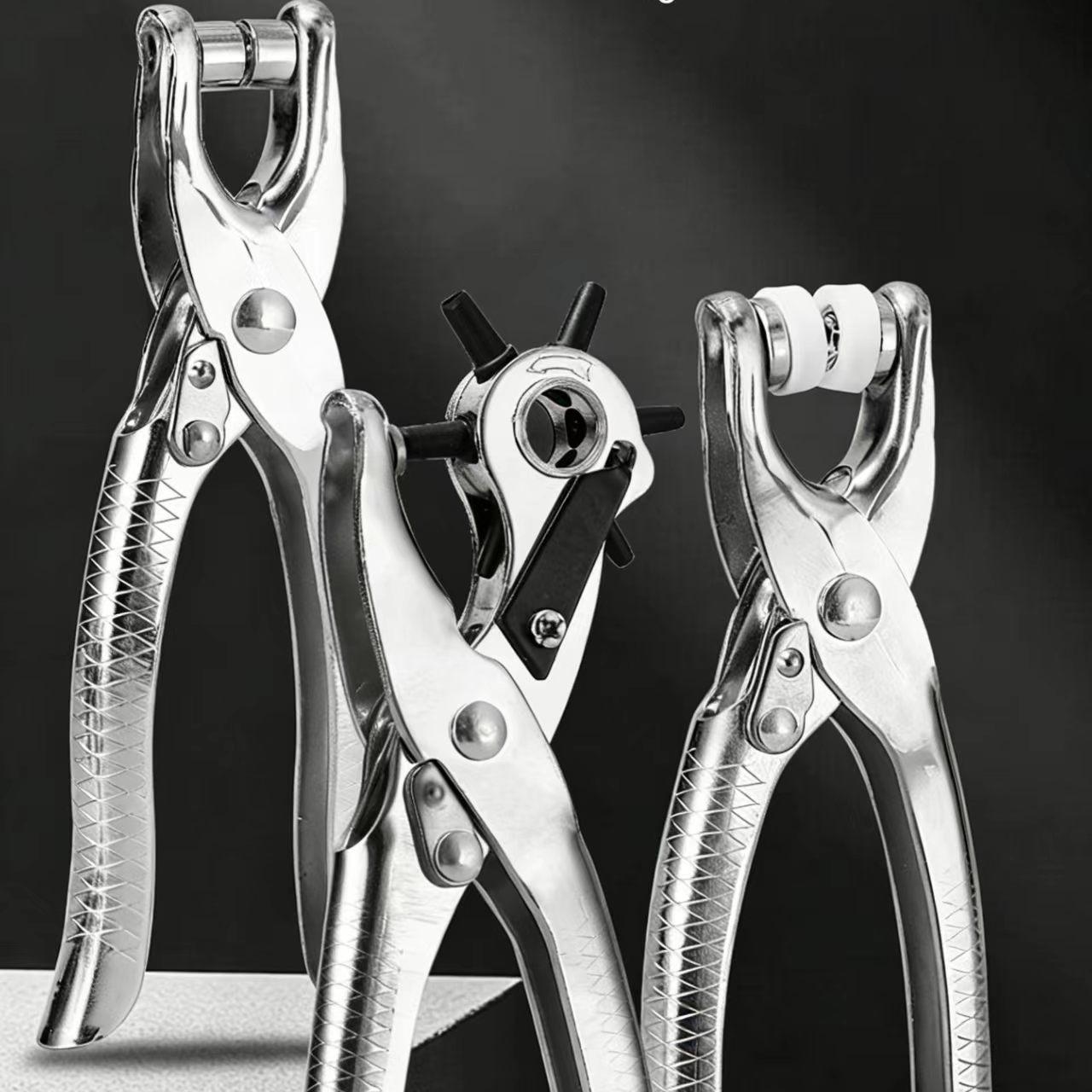 Effortless Belt Hole Puncher Set 3-Piece, Home Use Hole Punch Tool, Time-Saving Multi-Function Eyelet Punch Clamp