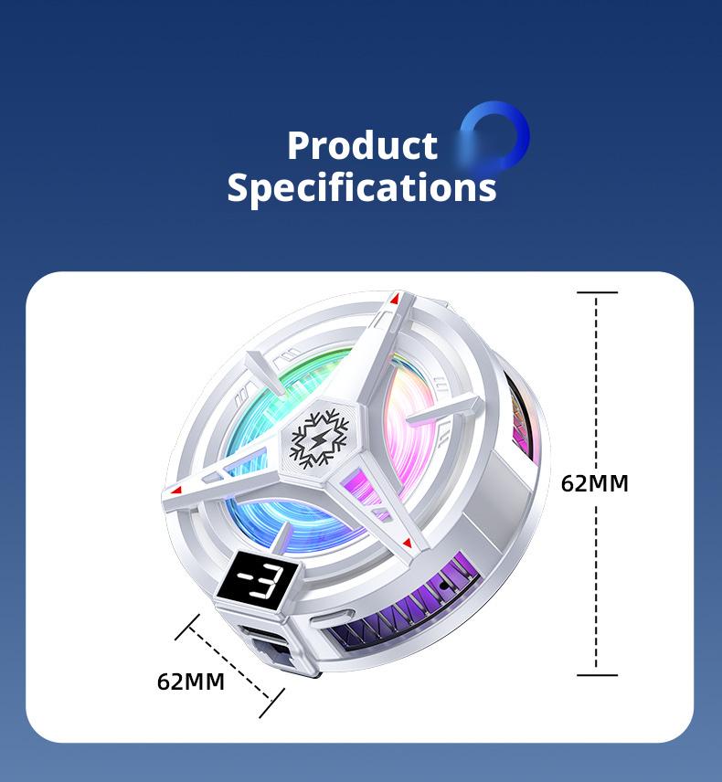 2026 New Magnetic Semiconductor Phone Cooler TL07 Frosty Digital Display Version Light-Off Cooling Artifact for Gaming & Hot Days
