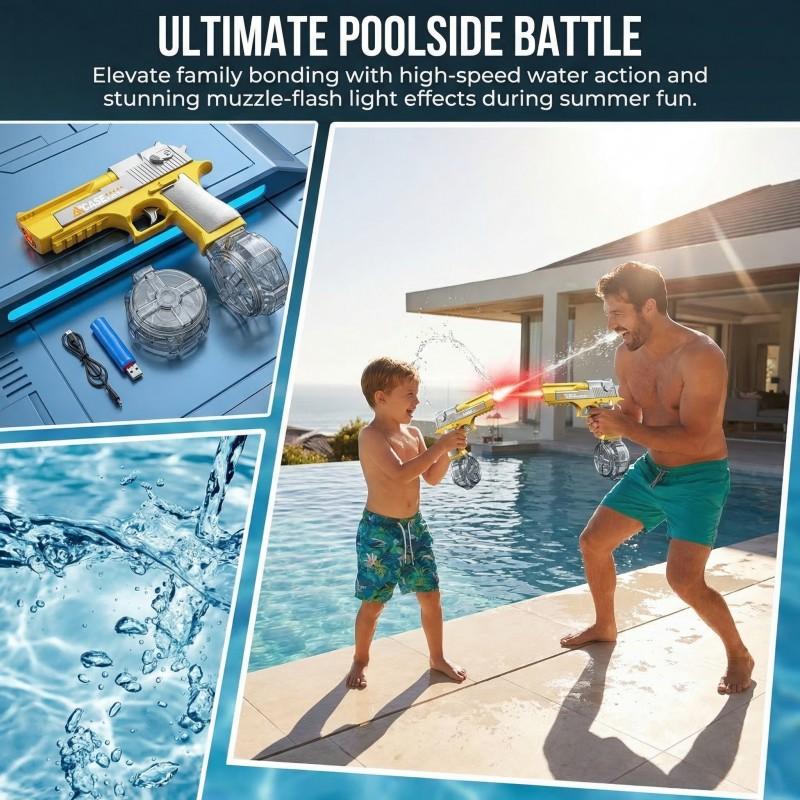 High-Capacity Electric Water Gun Toys with Light, Fast Continuous Shooting, Summer Outdoor Water Toy for Adults & Kids, Ideal Gift for Boys & Girls