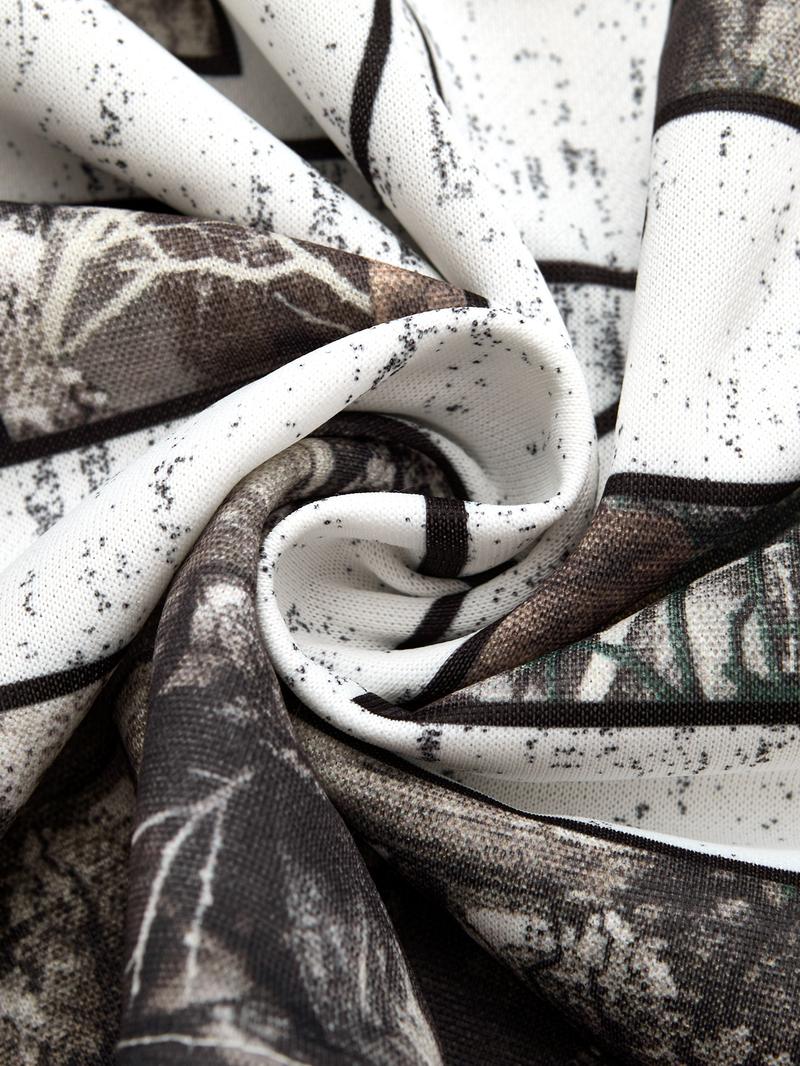 Men's Letter & Figure & Tree Branches Print 2 in 1 Double Layer Long Sleeve Casual Fashion Sweatshirt, Casual Regular Fit Round Neck Pullover for Fall & Winter, Men's Clothes for Daily Wear