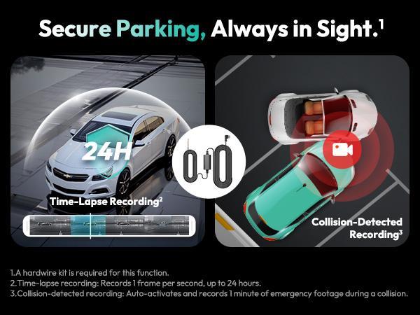 Botslab 4K Dash Cam Front & Rear 170° Ultra Wide with ADAS Night Vision 24/7 Parking IMX415 Sensor WDR 64GB SD Card 5G WiFi GPS Loop Recording Automotive Dvr Camera