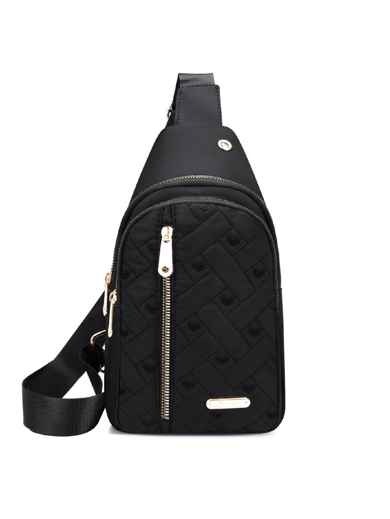 Quilted Texture Zipper Fanny Pack, Casual Solid Color Chest Belt Bum Bag for Women, Trendy Versatile Daily Commuting Bag, Girl Fashionable Crossbody Bag