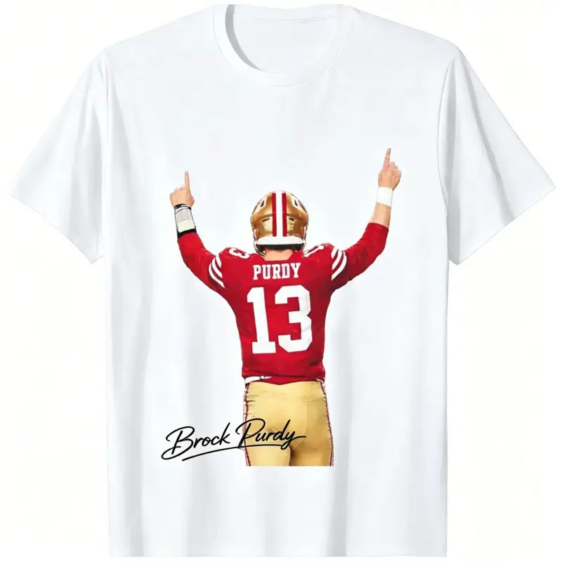 Graphic T-Shirt Brock Purdy Football Graphic Tee, San Francisco Game Day Shirt, Vintage Sports Graphic T-Shirt, 100% Cotton Football Fan Shirt, Unisex Short Sleeve Tee for Men and Women, Casual Streetwear Apparel, Viral TikTok Sports Gift