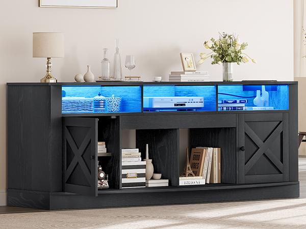 Yitahome Farmhouse TV Stand for TVS up to 80 Inch, Entertainment Center with Power Outlet, TV Table with Barn Doors & Storage Cabinets, TV Console for Living Room, 70" Yitahome Farmhouse TV Stand for TVS up to 80 Inch, Entertainment Center with Power Outlet, TV Table with Barn Doors & Storage Cabinets, TV Console for Living Room, 70"